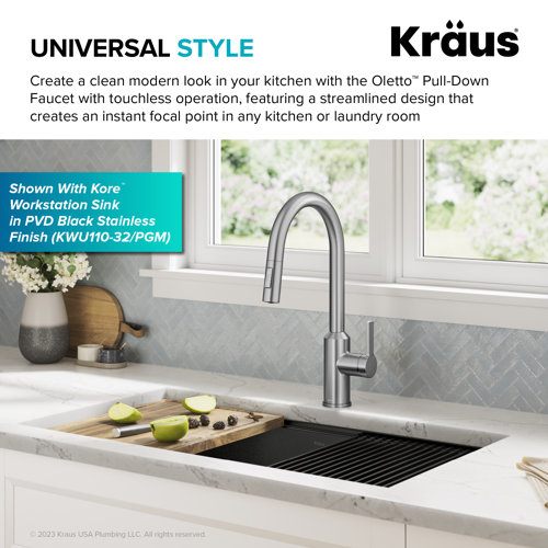 KRAUS Oletto Touchless Sensor PullDown Single Handle Kitchen Faucet